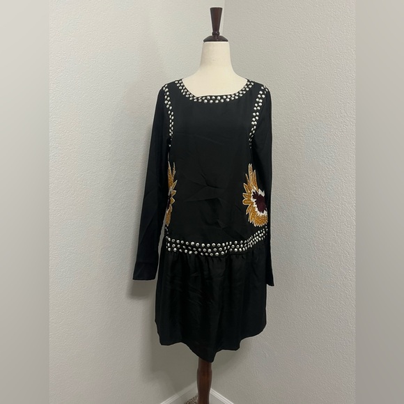 Pia Pauro Black Silk Dress with Silver Studs - Picture 2 of 9
